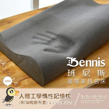 cool 人體工學惰性記憶枕 (附3M鳥眼布套)エンジニアリング Bennis 班尼斯 國際家具名床 Engineering inert memory pillow