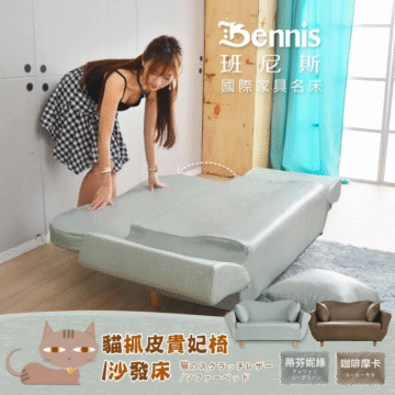 Bennis 班尼斯 國際家具名床 貓抓皮貴妃椅 沙發床 猫のスクラッチレザー 蒂芬妮綠 咖啡摩卡 /ソファーベッド