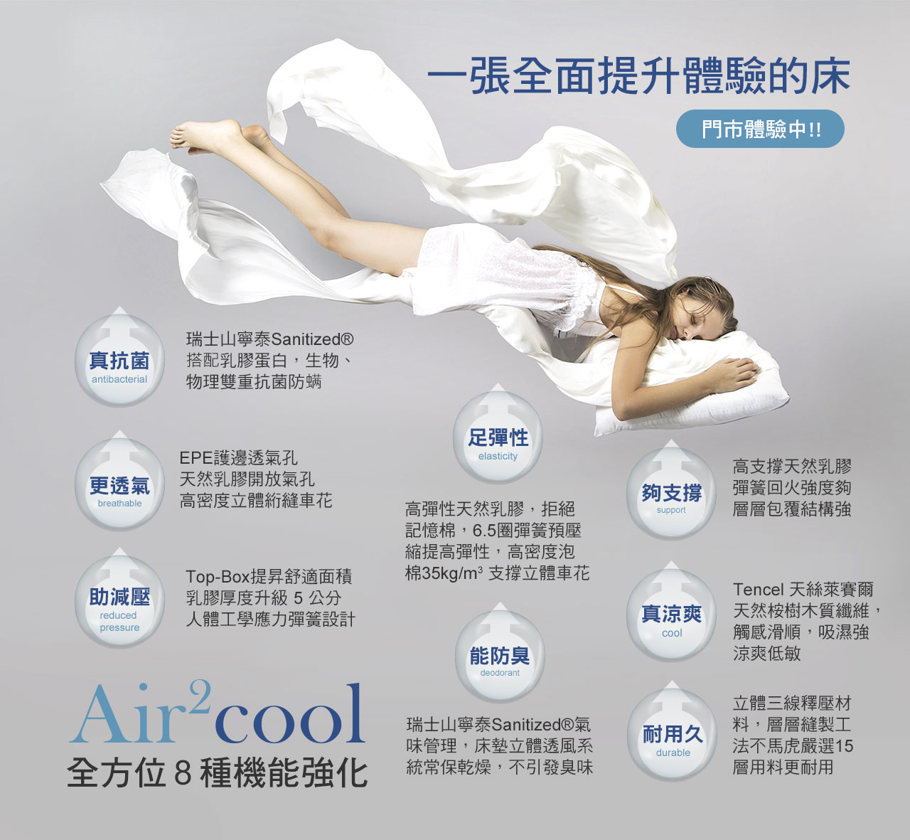 Bennis Air2Cool系列全方位8種強化,全面提升體驗的床位,門市開放體驗中! !