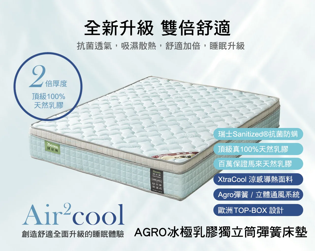 Bennis Air2Cool系列床墊全新升級 雙倍舒適